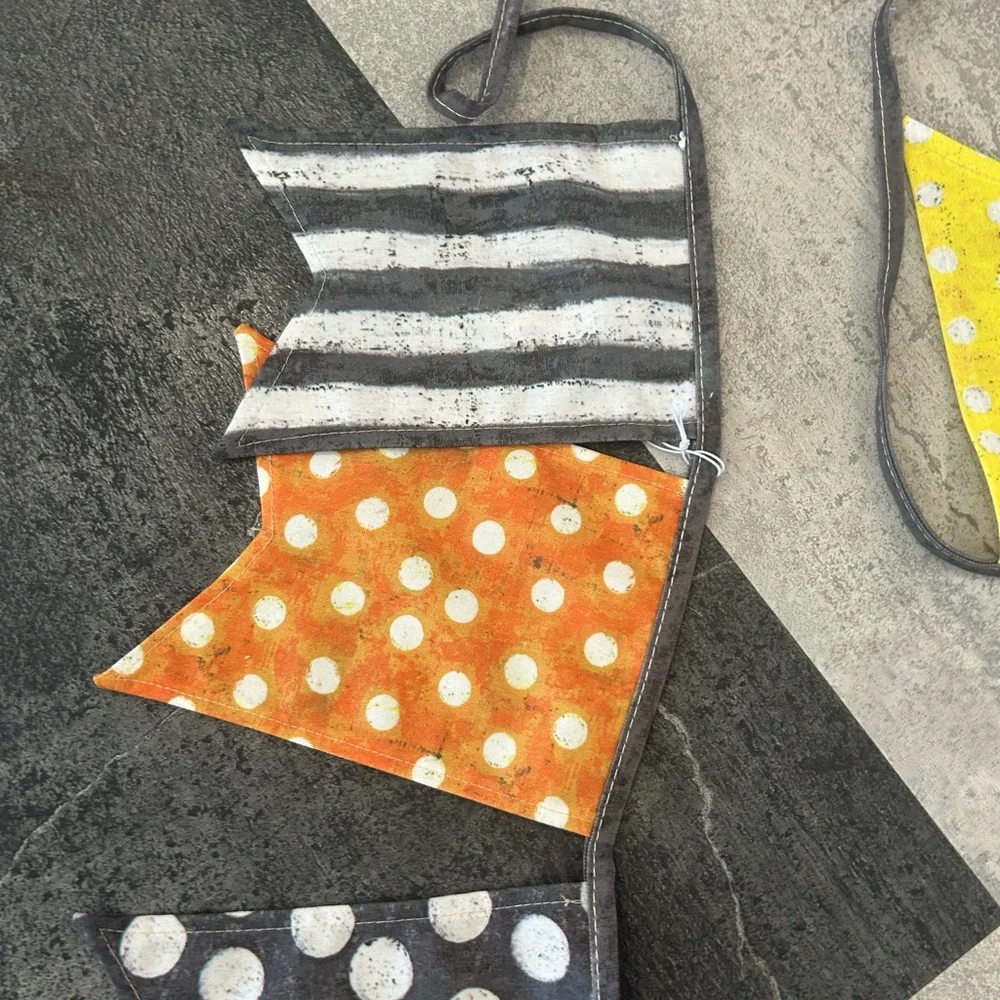 NWT - Halloween Black Orange White and Yellow Canvas Pennant Banner, Set of 2
